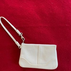 White leather wristlet